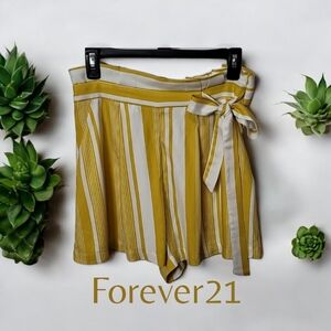Forever 21 Contemporary Shorts ~ Yellow & White Stripe  Paper-bag Waist. 💛